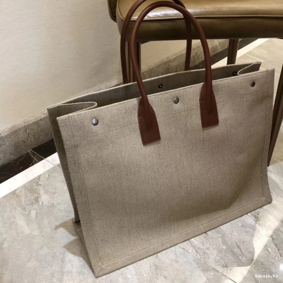 TOTE GAUCHE LEATHER PRINTED IN BAG RIVE LINEN YSL AND 0729